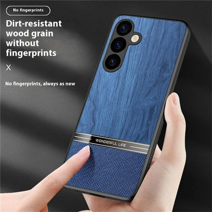 For Samsung Galaxy A16 5G Case Wood Texture Leather Coated TPU Phone Protective Cover