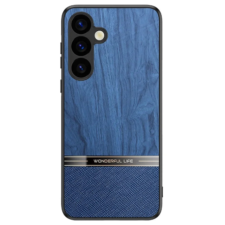 For Samsung Galaxy A16 5G Case Wood Texture Leather Coated TPU Phone Protective Cover