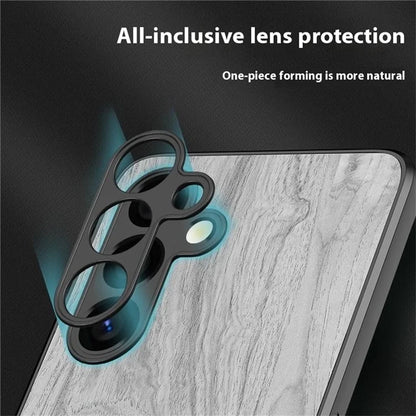 For Samsung Galaxy A25 5G (Global) (161.0 x 76.5 x 8.3mm) Case Wood Texture Leather Coated TPU Phone Protective Cover