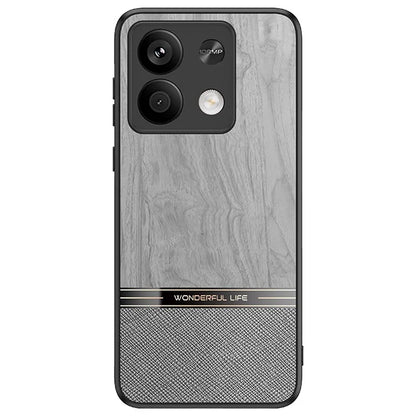 For Xiaomi Redmi Note 13 5G Case Wood Texture Leather Coated TPU Phone Protective Cover