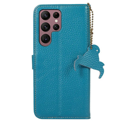 For Samsung Galaxy S25 Ultra Case RFID Blocking Litchi Texture Genuine Cow Leather Phone Cover