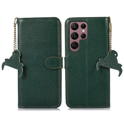 For Samsung Galaxy S25 Ultra Case RFID Blocking Litchi Texture Genuine Cow Leather Phone Cover