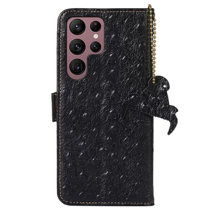For Samsung Galaxy S25 Ultra Case RFID Blocking Genuine Cow Leather Phone Case Ostrich Texture