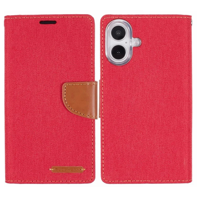 MERCURY GOOSPERY For iPhone 16 Case Canvas Texture Leather Wallet Phone Cover