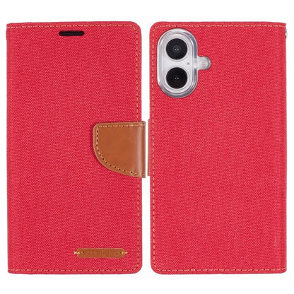 MERCURY GOOSPERY For iPhone 16 Case Canvas Texture Leather Wallet Phone Cover