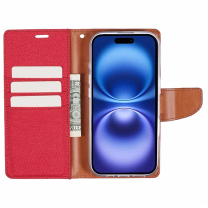 MERCURY GOOSPERY For iPhone 16 Case Canvas Texture Leather Wallet Phone Cover
