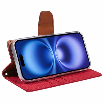 MERCURY GOOSPERY For iPhone 16 Case Canvas Texture Leather Wallet Phone Cover