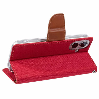 MERCURY GOOSPERY For iPhone 16 Case Canvas Texture Leather Wallet Phone Cover