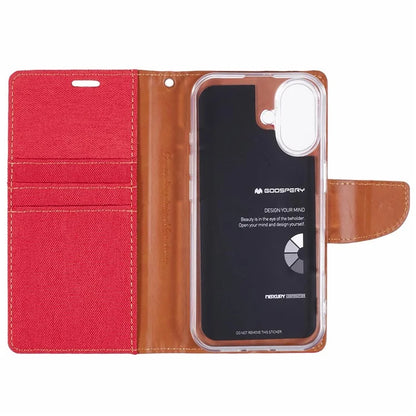 MERCURY GOOSPERY For iPhone 16 Case Canvas Texture Leather Wallet Phone Cover