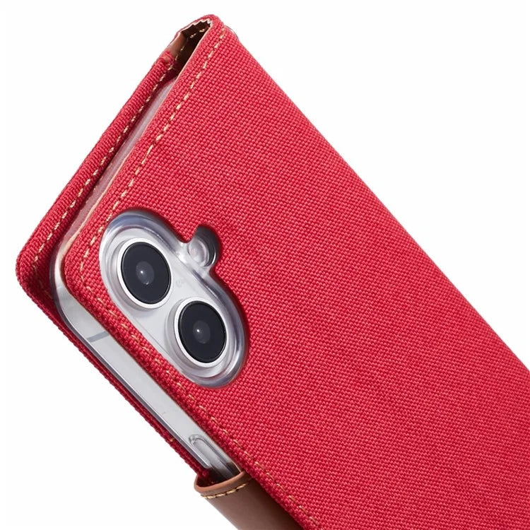 MERCURY GOOSPERY For iPhone 16 Case Canvas Texture Leather Wallet Phone Cover