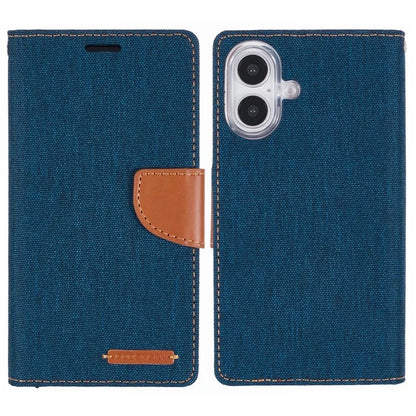 MERCURY GOOSPERY For iPhone 16 Case Canvas Texture Leather Wallet Phone Cover