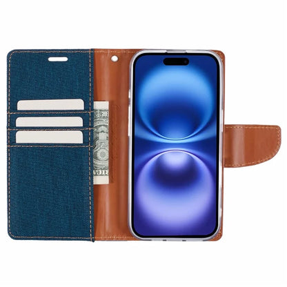 MERCURY GOOSPERY For iPhone 16 Case Canvas Texture Leather Wallet Phone Cover