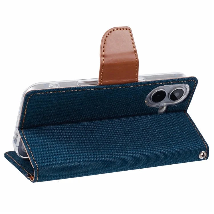 MERCURY GOOSPERY For iPhone 16 Case Canvas Texture Leather Wallet Phone Cover