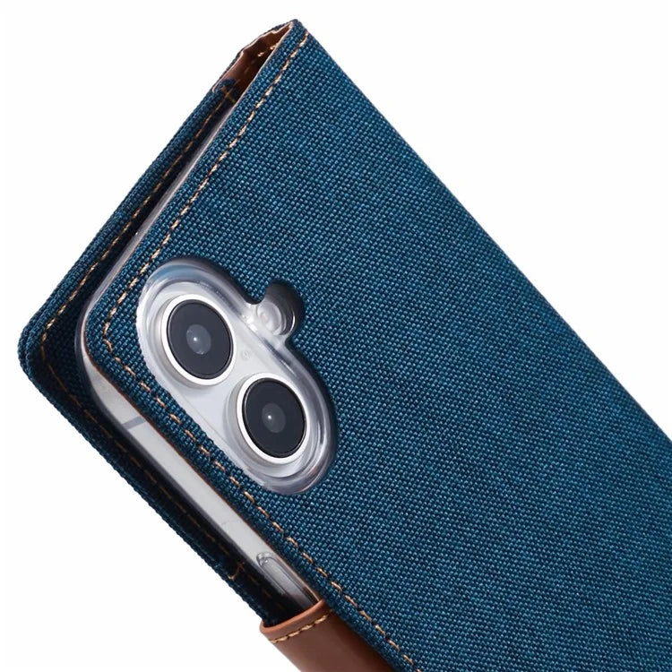 MERCURY GOOSPERY For iPhone 16 Case Canvas Texture Leather Wallet Phone Cover