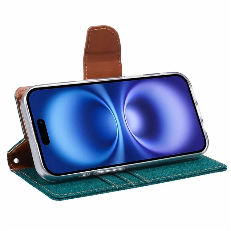 MERCURY GOOSPERY For iPhone 16 Case Canvas Texture Leather Wallet Phone Cover