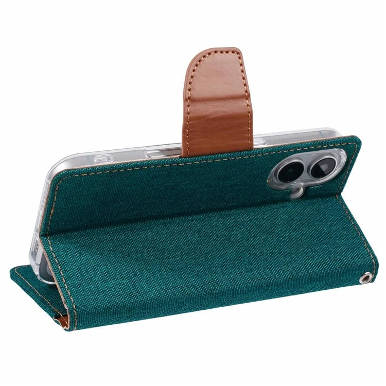 MERCURY GOOSPERY For iPhone 16 Case Canvas Texture Leather Wallet Phone Cover