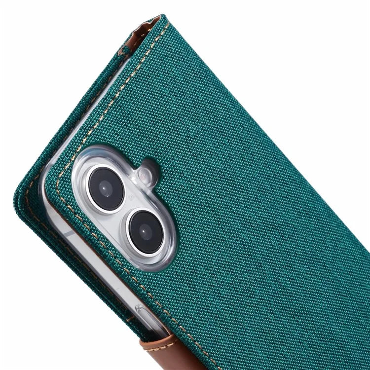 MERCURY GOOSPERY For iPhone 16 Case Canvas Texture Leather Wallet Phone Cover