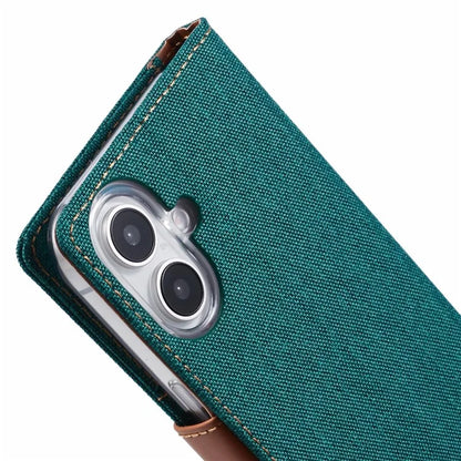 MERCURY GOOSPERY For iPhone 16 Case Canvas Texture Leather Wallet Phone Cover