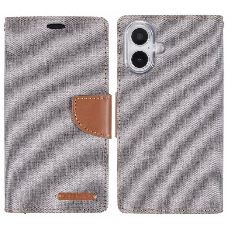 MERCURY GOOSPERY For iPhone 16 Case Canvas Texture Leather Wallet Phone Cover