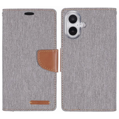 MERCURY GOOSPERY For iPhone 16 Case Canvas Texture Leather Wallet Phone Cover
