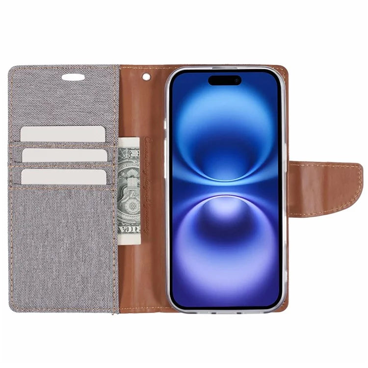 MERCURY GOOSPERY For iPhone 16 Case Canvas Texture Leather Wallet Phone Cover