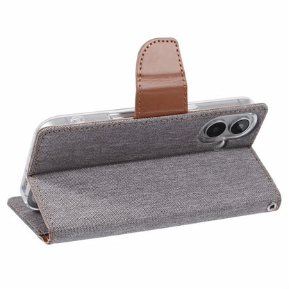 MERCURY GOOSPERY For iPhone 16 Case Canvas Texture Leather Wallet Phone Cover