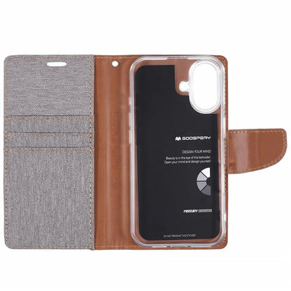 MERCURY GOOSPERY For iPhone 16 Case Canvas Texture Leather Wallet Phone Cover