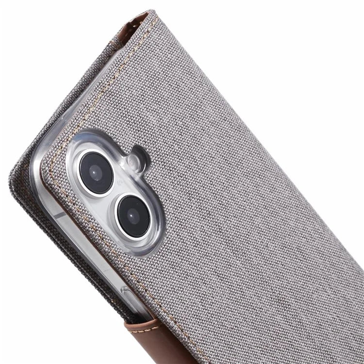 MERCURY GOOSPERY For iPhone 16 Case Canvas Texture Leather Wallet Phone Cover