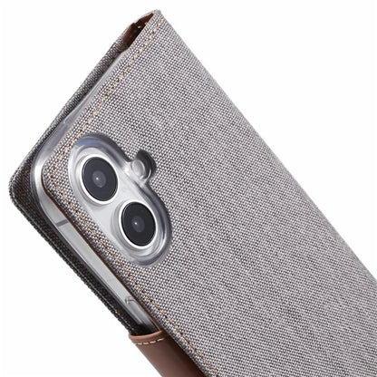 MERCURY GOOSPERY For iPhone 16 Case Canvas Texture Leather Wallet Phone Cover