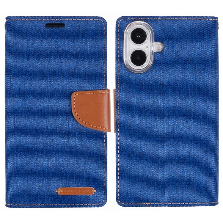 MERCURY GOOSPERY For iPhone 16 Case Canvas Texture Leather Wallet Phone Cover