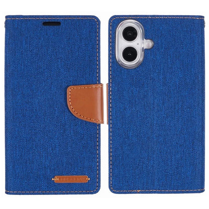 MERCURY GOOSPERY For iPhone 16 Case Canvas Texture Leather Wallet Phone Cover