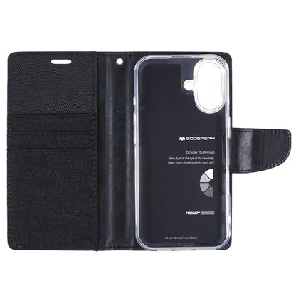 MERCURY GOOSPERY For iPhone 16 Case Canvas Texture Leather Wallet Phone Cover