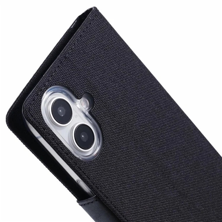 MERCURY GOOSPERY For iPhone 16 Case Canvas Texture Leather Wallet Phone Cover