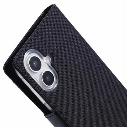 MERCURY GOOSPERY For iPhone 16 Case Canvas Texture Leather Wallet Phone Cover
