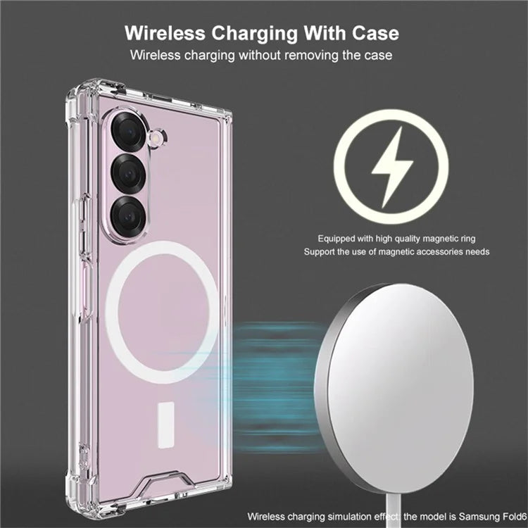 IMAK For Samsung Galaxy Z Fold6 5G Clear Case Compatible with MagSafe Shockproof PC+TPU Phone Cover