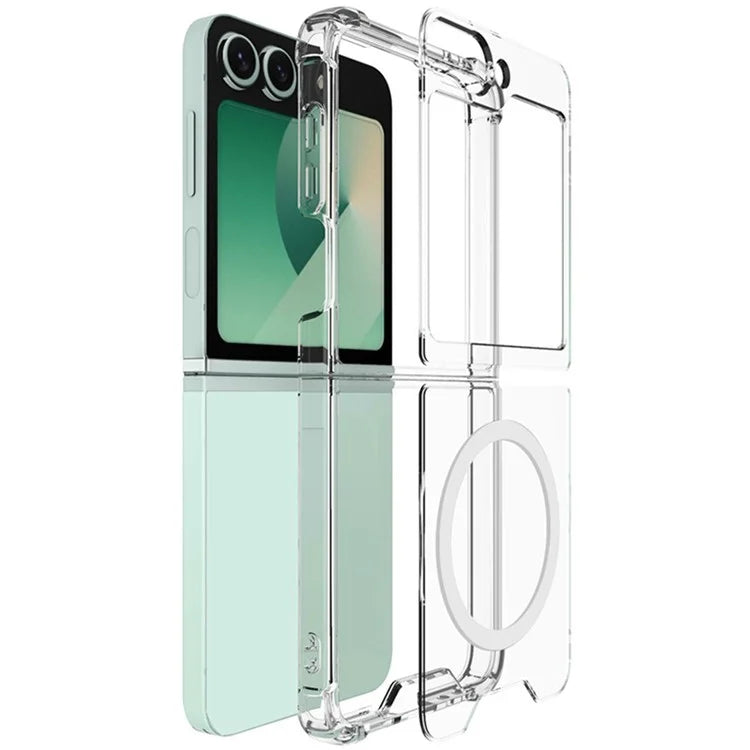 IMAK For Samsung Galaxy Z Flip6 5G Clear Case Compatible with MagSafe Shockproof PC+TPU Phone Cover