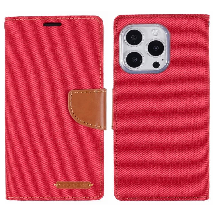 MERCURY GOOSPERY For iPhone 16 Pro Case Canvas Texture Leather Wallet Phone Cover