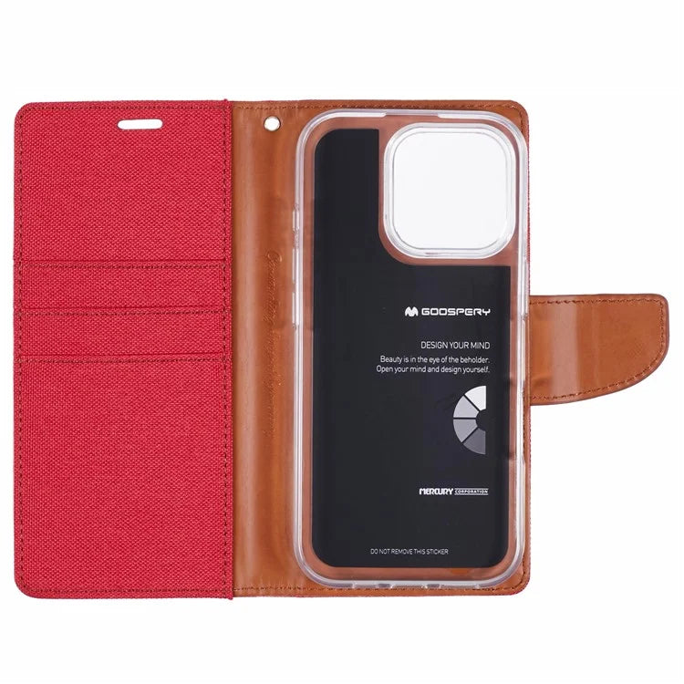 MERCURY GOOSPERY For iPhone 16 Pro Case Canvas Texture Leather Wallet Phone Cover