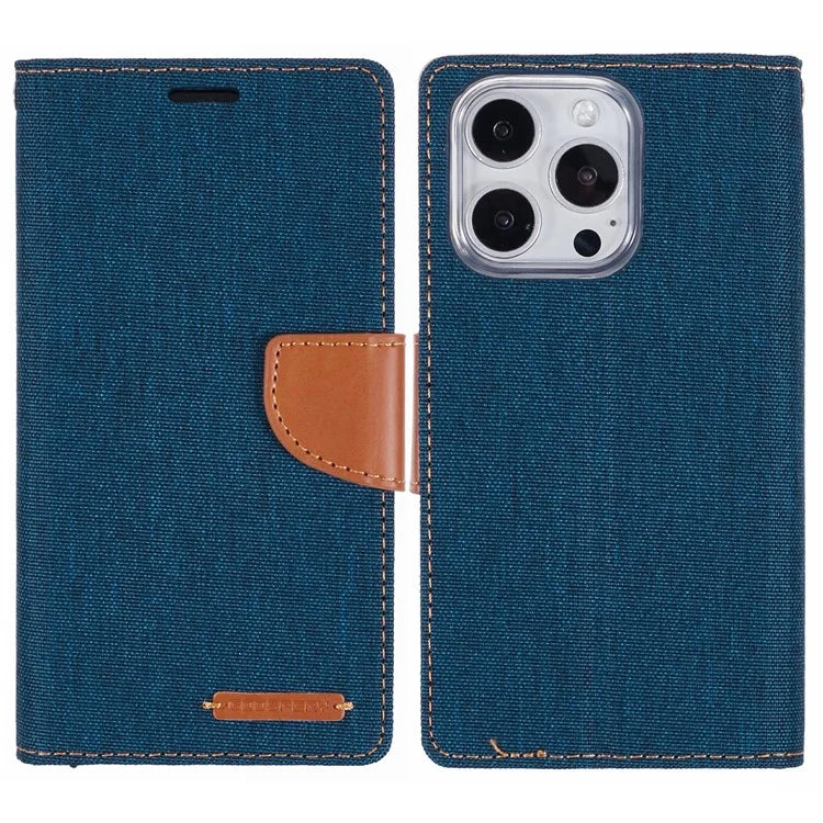 MERCURY GOOSPERY For iPhone 16 Pro Case Canvas Texture Leather Wallet Phone Cover