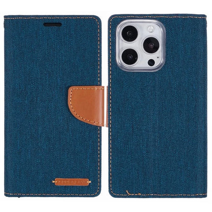 MERCURY GOOSPERY For iPhone 16 Pro Case Canvas Texture Leather Wallet Phone Cover