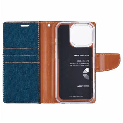 MERCURY GOOSPERY For iPhone 16 Pro Case Canvas Texture Leather Wallet Phone Cover
