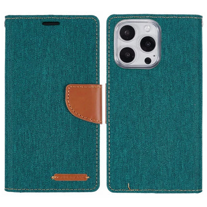 MERCURY GOOSPERY For iPhone 16 Pro Case Canvas Texture Leather Wallet Phone Cover
