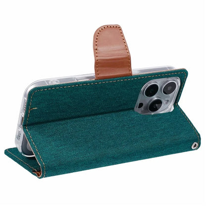MERCURY GOOSPERY For iPhone 16 Pro Case Canvas Texture Leather Wallet Phone Cover