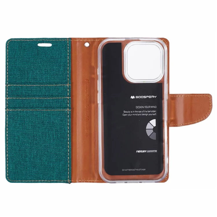 MERCURY GOOSPERY For iPhone 16 Pro Case Canvas Texture Leather Wallet Phone Cover