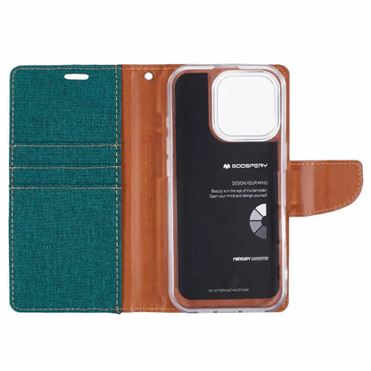 MERCURY GOOSPERY For iPhone 16 Pro Case Canvas Texture Leather Wallet Phone Cover