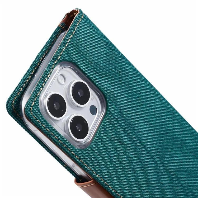 MERCURY GOOSPERY For iPhone 16 Pro Case Canvas Texture Leather Wallet Phone Cover