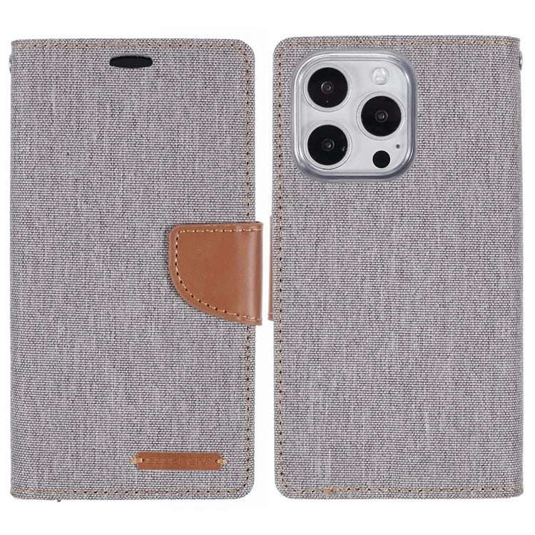 MERCURY GOOSPERY For iPhone 16 Pro Case Canvas Texture Leather Wallet Phone Cover