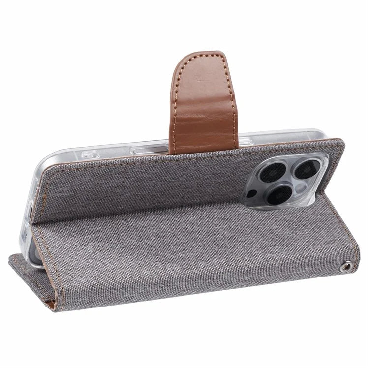 MERCURY GOOSPERY For iPhone 16 Pro Case Canvas Texture Leather Wallet Phone Cover