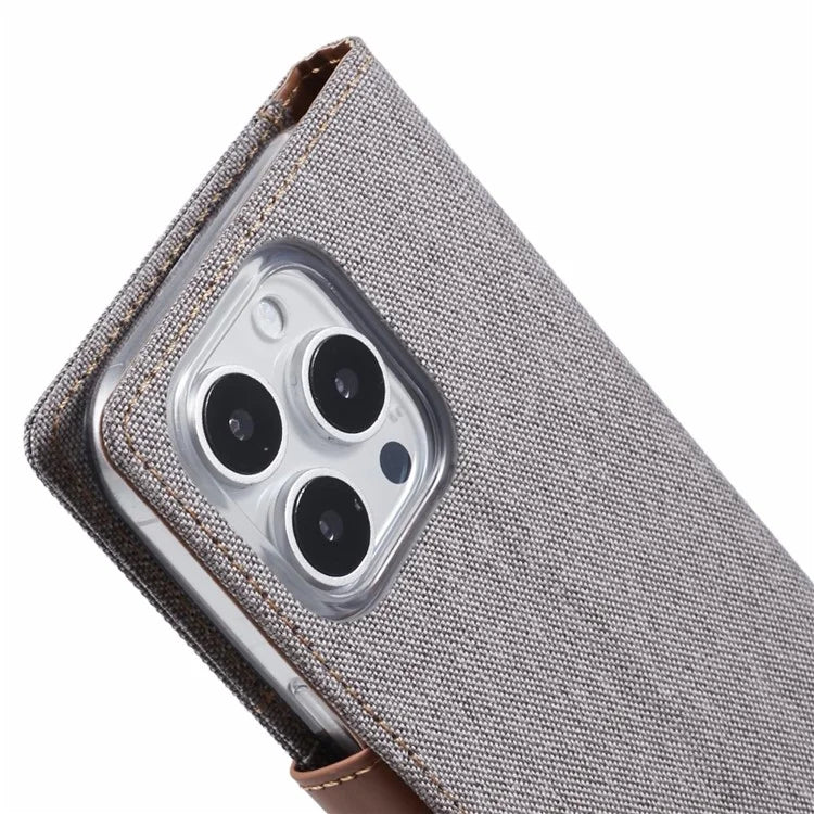 MERCURY GOOSPERY For iPhone 16 Pro Case Canvas Texture Leather Wallet Phone Cover
