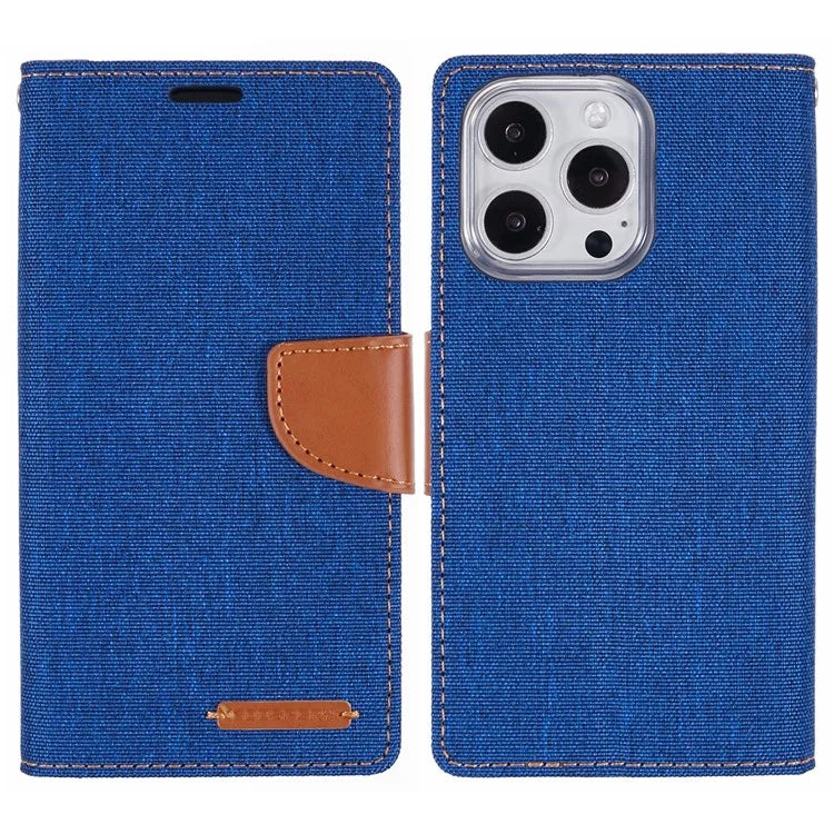 MERCURY GOOSPERY For iPhone 16 Pro Case Canvas Texture Leather Wallet Phone Cover